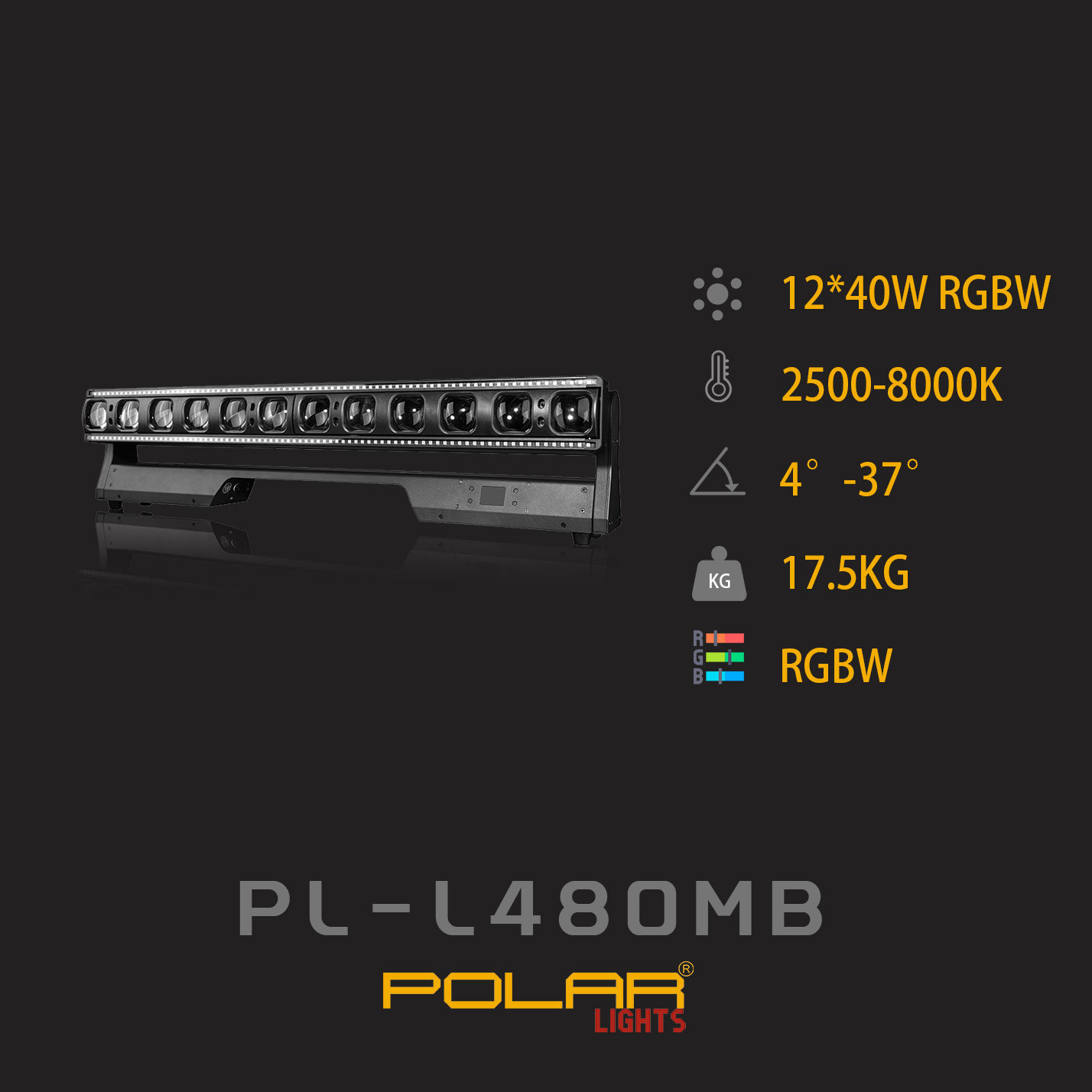 LED 12PCSx40W Pixel Bar Moving Head with RGB Strips